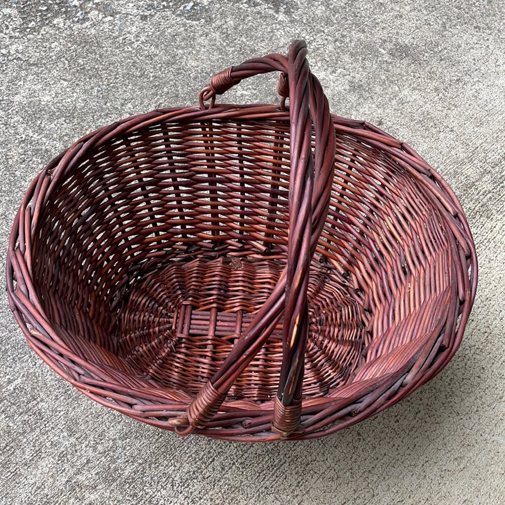 Brown picnic basket.